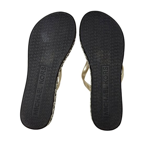 Michael Kors Bedford Glam Womens Flip-Flops Sandals Brown Logo Wedge Jelly 10 - Picture 12 of 13